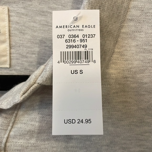 American Eagle Outfitters Short Sleeve Polo Shirt in Light Gray Small NWT - Picture 9 of 9